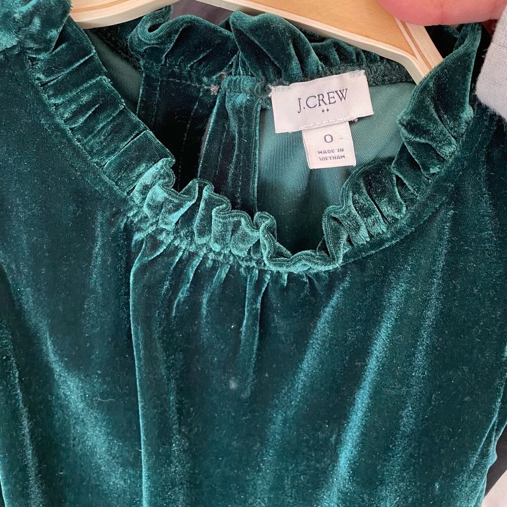 New J. Crew Factory Velvet Sleeveless Midi Dress Green 0 Holiday Party Cocktail‎ - Picture 7 of 10